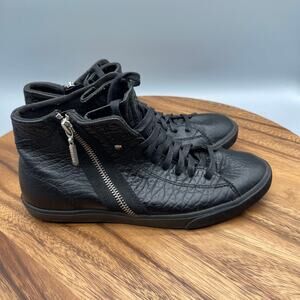 Diesel Beach Pit W Shoes Womens 7 Black Leather Side Zip Comfort Casual Sneakers